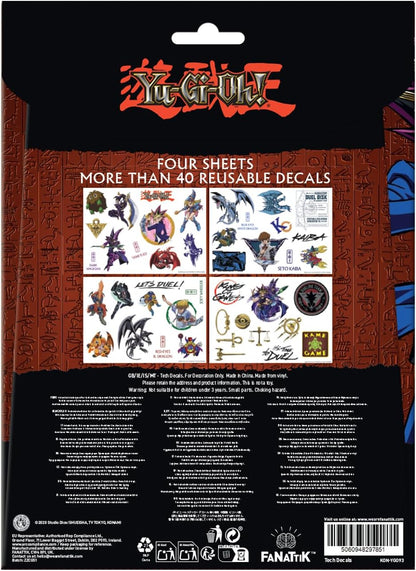 Yu-Gi-Oh! Tech Decal Sticker Set – 4 Reusable Vinyl Sheets with Yugi, Blue-Eyes White Dragon, Dark Magician & More for Laptop, Phone, Tablet & Console Decoration