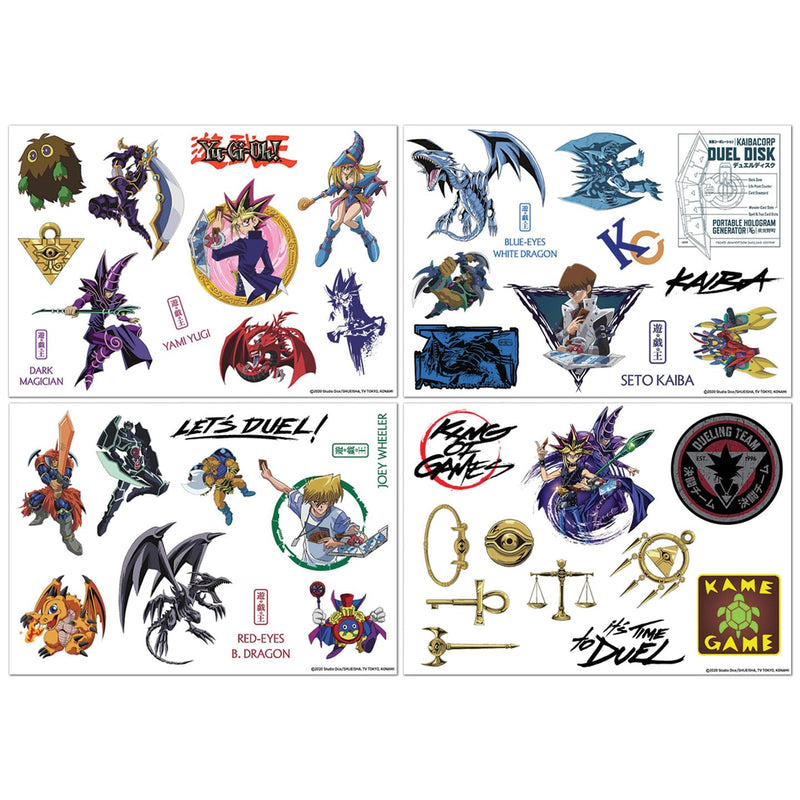 Yu-Gi-Oh! Tech Decal Sticker Set – 4 Reusable Vinyl Sheets with Yugi, Blue-Eyes White Dragon, Dark Magician & More for Laptop, Phone, Tablet & Console Decoration