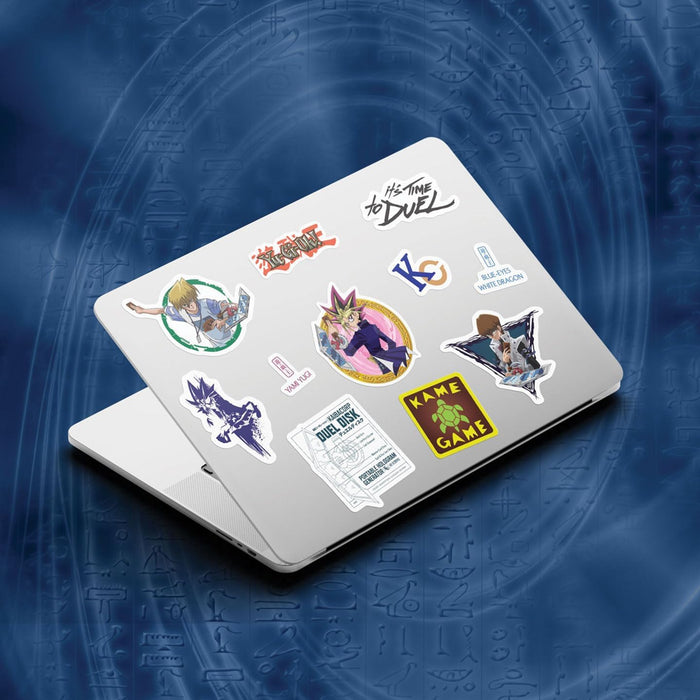 Yu-Gi-Oh! Tech Decal Sticker Set – 4 Reusable Vinyl Sheets with Yugi, Blue-Eyes White Dragon, Dark Magician & More for Laptop, Phone, Tablet & Console Decoration