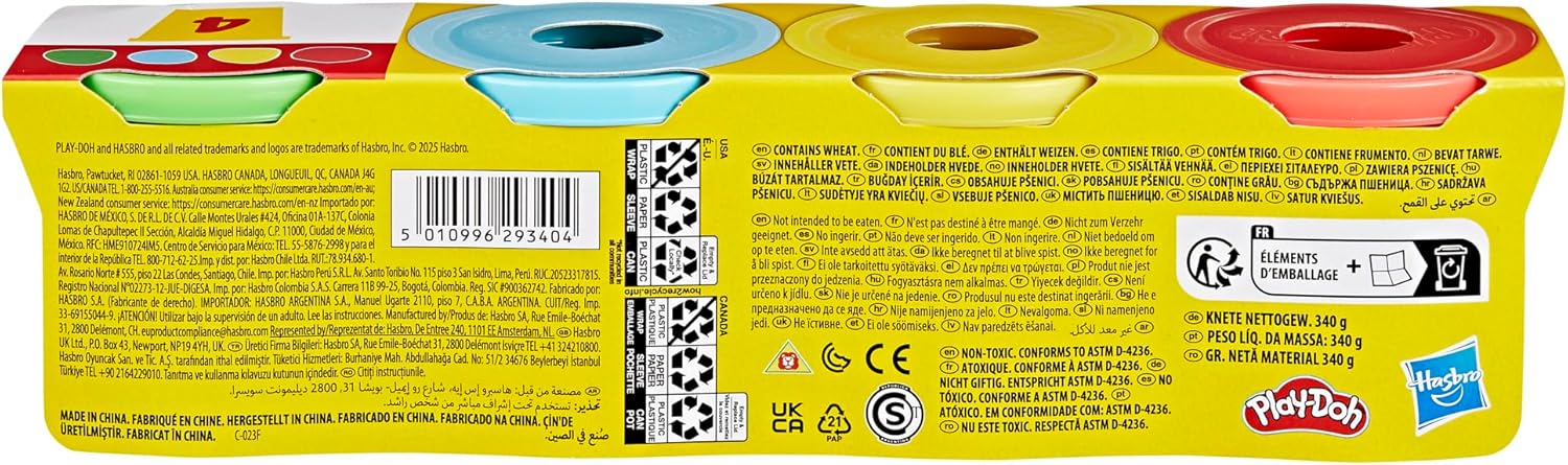 Play-Doh 4 Pack 85 Gram Classic Colours