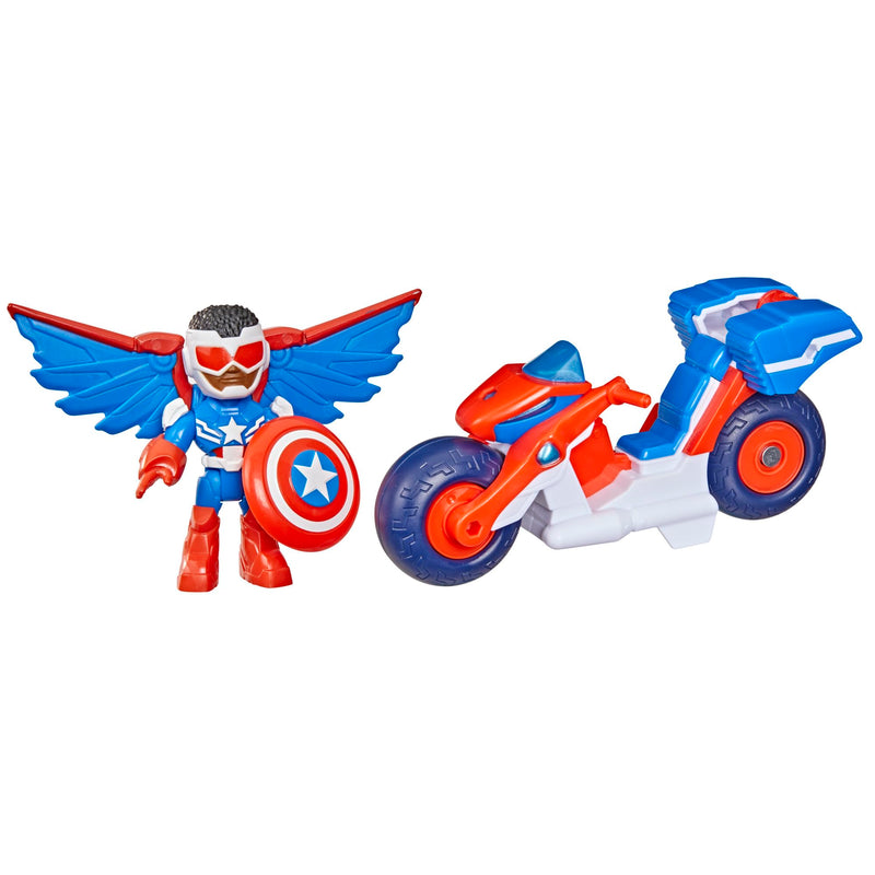 Iron Man and His Awesome Friends Marvel Captain America: Sam Wilson Super Bike Action Figure & Toy Motorcycle, 7.6-cm (3 inch) Super Hero Toys, 3+