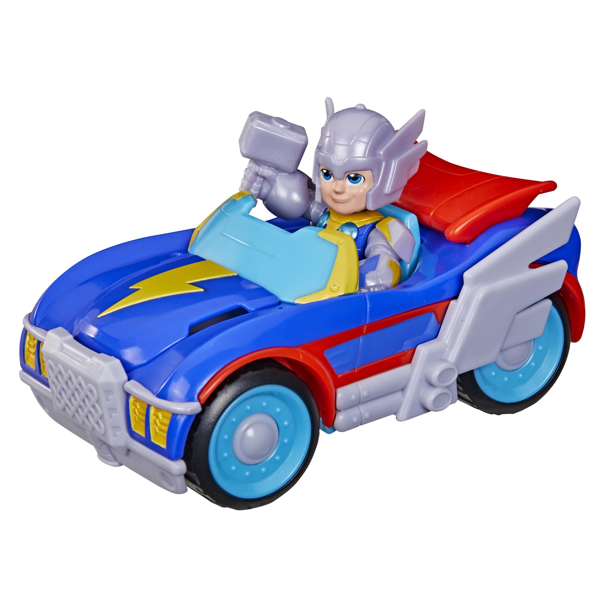 Iron Man and His Awesome Friends Marvel Thor Thunder Roadracer Action Figure & Toy Vehicle, 7.6-cm (3 inch) Super Hero Toys, Ages 3+