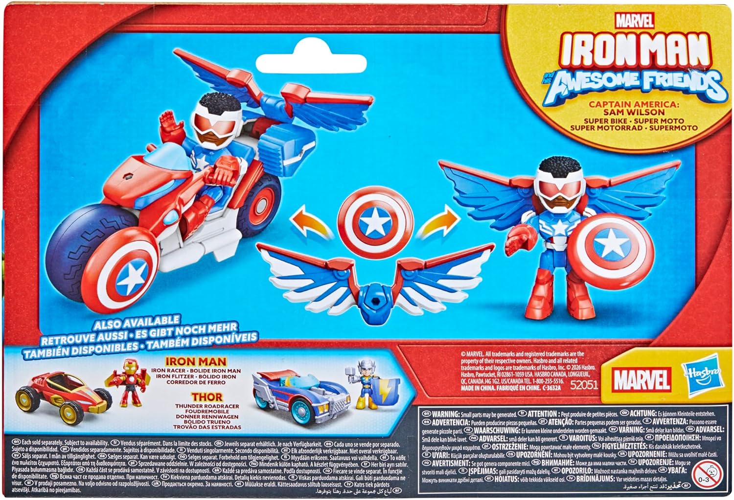 Iron Man and His Awesome Friends Marvel Thor Thunder Roadracer Action Figure & Toy Vehicle, 7.6-cm (3 inch) Super Hero Toys, Ages 3+