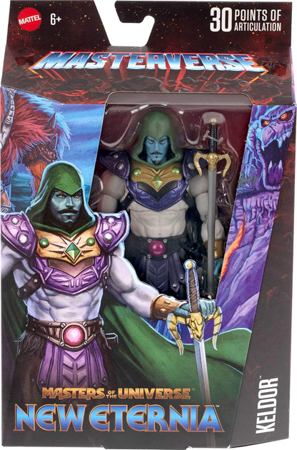 Masters of the Universe Masterverse Action Figure Keldor New Eternia, 7 Inch MOTU Toy, 30 Points Articulation, Extra Zombie Head & Sword & Holster, JHJ84
