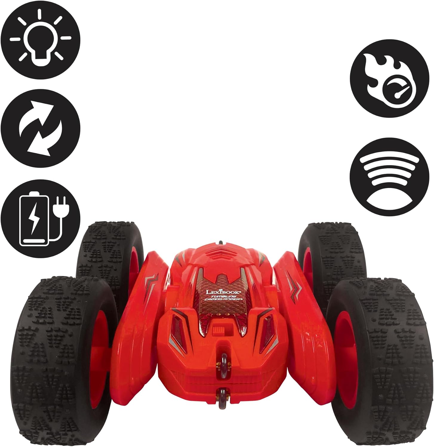 Lexibook, Verticale Crosslander®, terreinwagen met afstandsbediening, tot 12 km/u, lichteffecten, verschillende posities, zwaartekrachtsensor, inclusief 2,4Ghz afstandsbediening, oplaadbaar