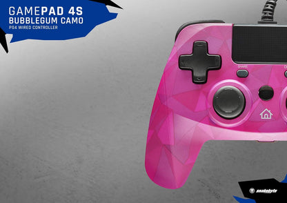 snakebyte GAMEPAD 4S - bubblegum - Controller voor PlayStation 4 / PS4 Slim/Pro / PS3, analoge dubbele joysticks, pc-compatibel (Windows 7/8/10), kabellengte van 3 m, touchpad, haptische feedback