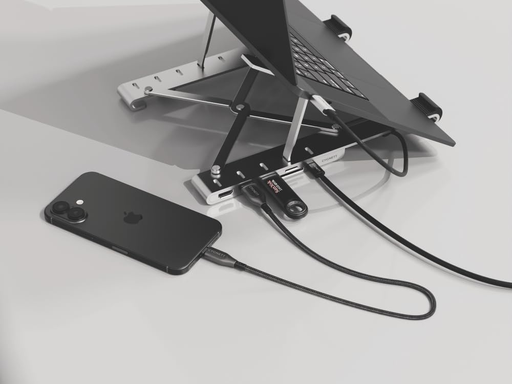 Unite FlexMate 7-in-1 Hub With Folding Laptop Riser (Single HDMI