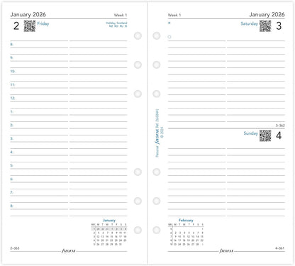 Filofax Personal day per page English appointments 2026 diary 26-68441