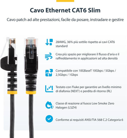 StarTech.com Cavo Ethernet CAT6 Arancione da 2m; Patch UTP con Plug RJ45 Antigroviglio, Cavo Lan Slim in Rame Puro 28AWG