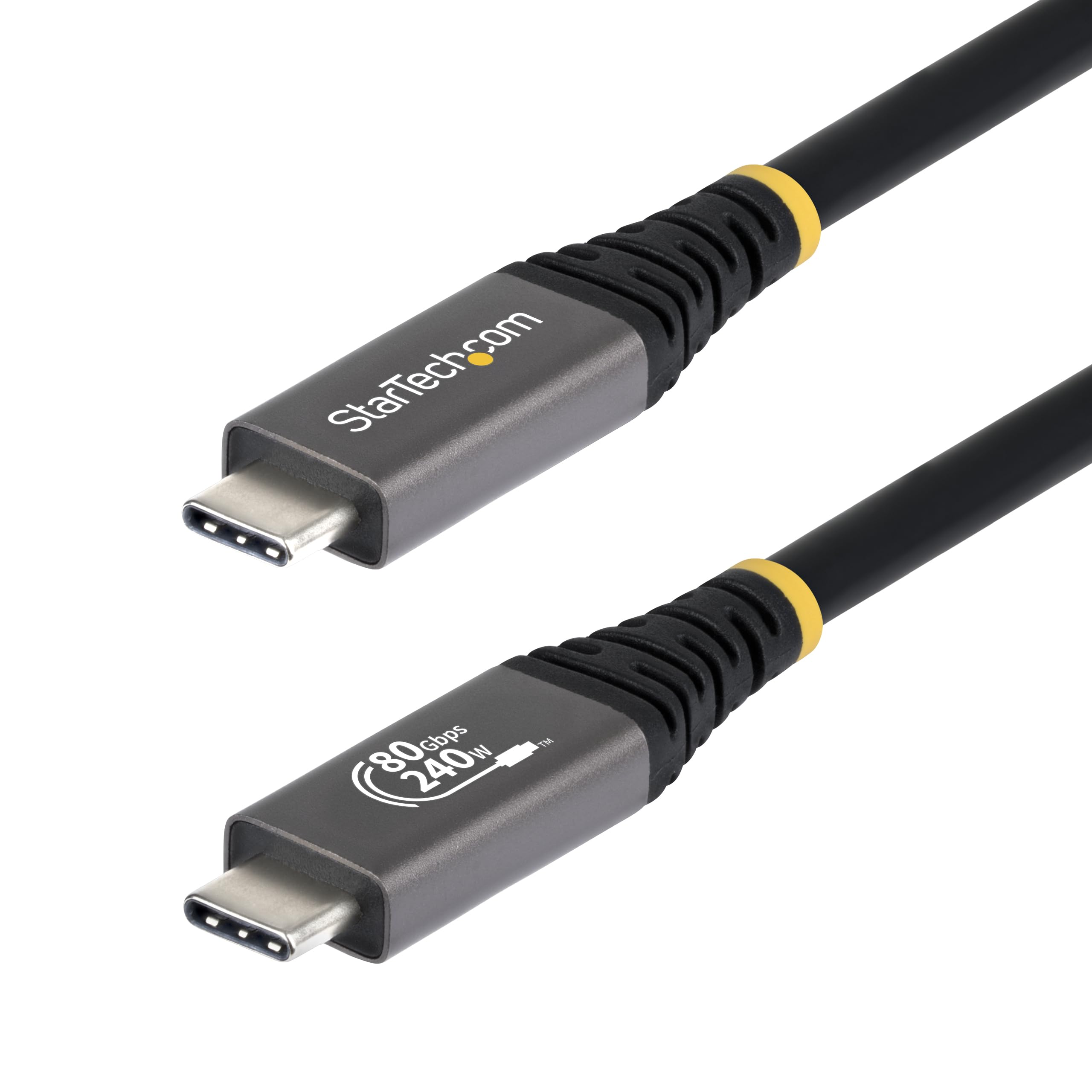 StarTech.com 50cm (1.6ft) USB4 Cable, 80Gbps, USB-IF Certified USB-C Cable, 240W, 8K 120Hz/4K 240Hz DP2.1, Thunderbolt 4 Compatible, Black