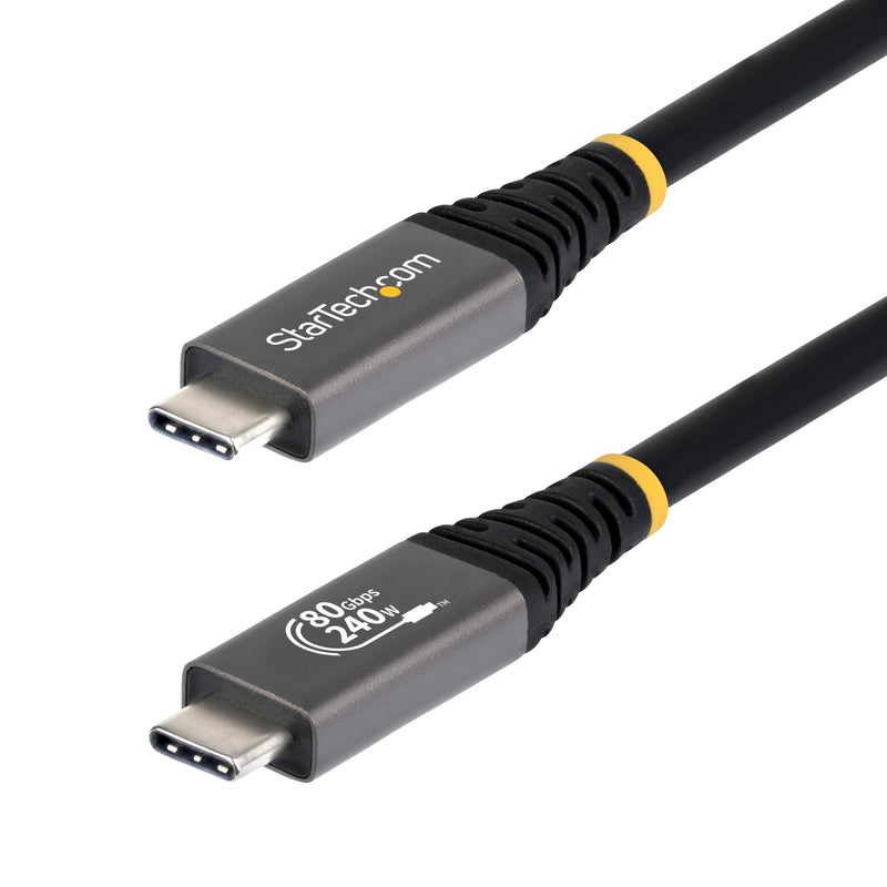 StarTech.com 50cm (1.6ft) USB4 Cable, 80Gbps, USB-IF Certified USB-C Cable, 240W, 8K 120Hz/4K 240Hz DP2.1, Thunderbolt 4 Compatible, Black