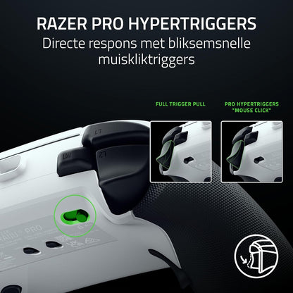 Razer Raiju V3 Pro - Draadloze e-sports controller voor PlayStation 5 en pc - 4 verwijderbare knoppen en 2 claw grip bumpers - TMR analoge sticks - Pro HyperTrigger - Mecha-Tactile knoppen | Vit