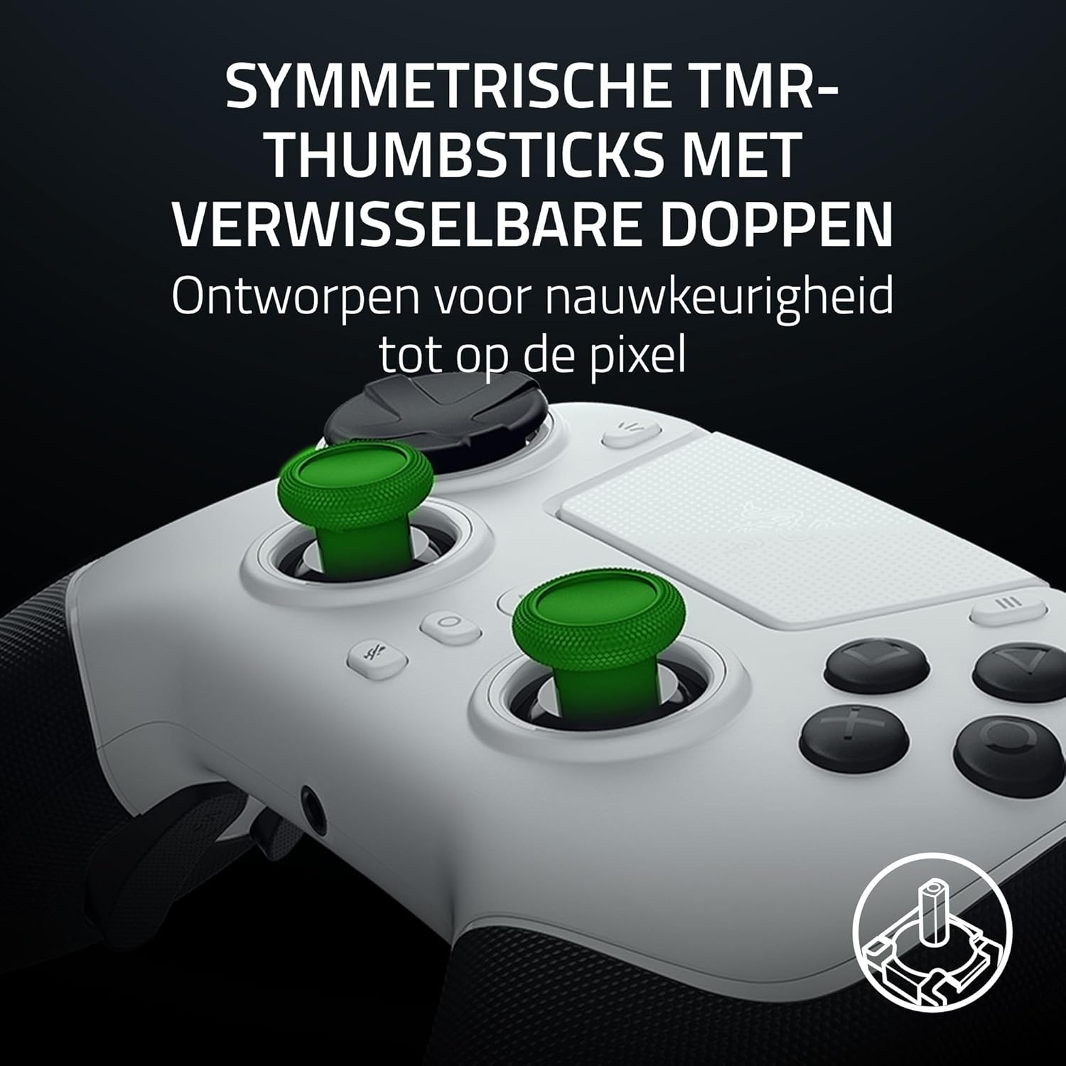 Razer Raiju V3 Pro - Draadloze e-sports controller voor PlayStation 5 en pc - 4 verwijderbare knoppen en 2 claw grip bumpers - TMR analoge sticks - Pro HyperTrigger - Mecha-Tactile knoppen | Vit
