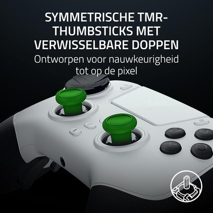 Razer Raiju V3 Pro - Draadloze e-sports controller voor PlayStation 5 en pc - 4 verwijderbare knoppen en 2 claw grip bumpers - TMR analoge sticks - Pro HyperTrigger - Mecha-Tactile knoppen | Vit