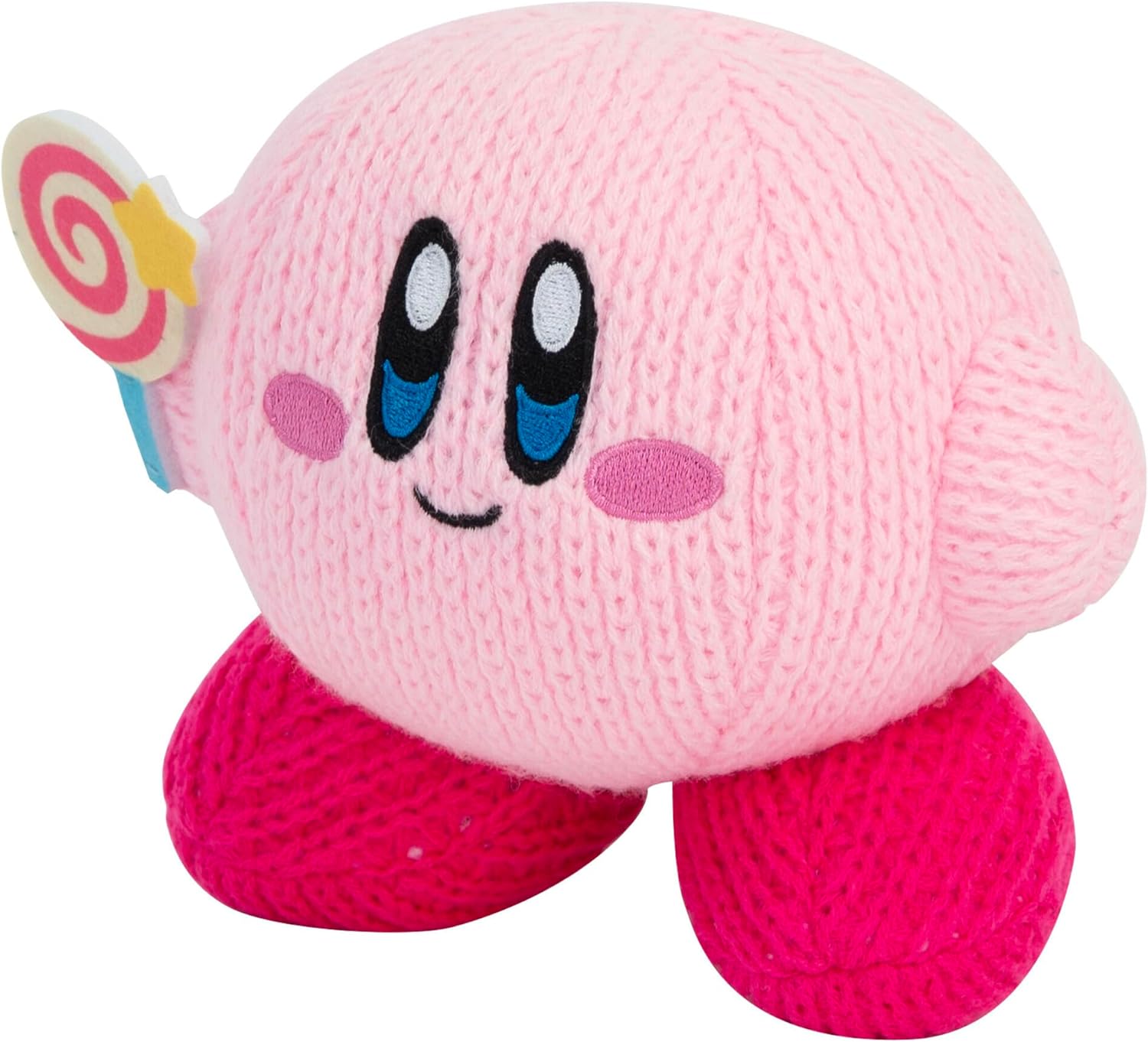 TOMY Nuiguru Knit Kirby - Peluche Kirby con caramelo invencible, peluches coleccionables de punto y ganchillo, bonitos accesorios de escritorio y rellenos de cesta de Pascua, decoración y accesorios