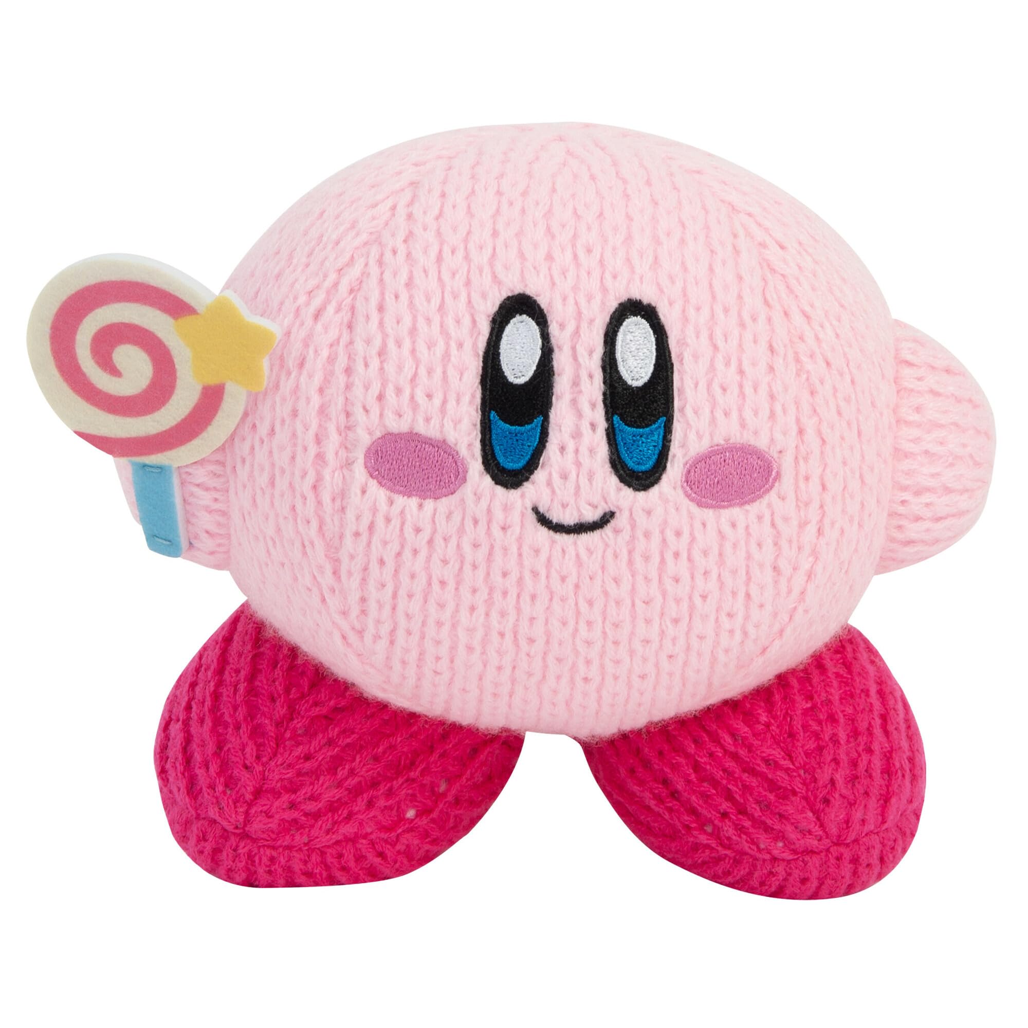 TOMY Nuiguru Knit Kirby - Peluche Kirby con caramelo invencible, peluches coleccionables de punto y ganchillo, bonitos accesorios de escritorio y rellenos de cesta de Pascua, decoración y accesorios