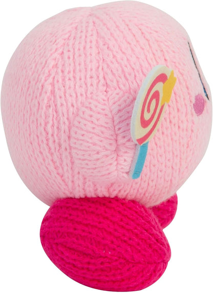 TOMY Nuiguru Knit Kirby - Peluche Kirby con caramelo invencible, peluches coleccionables de punto y ganchillo, bonitos accesorios de escritorio y rellenos de cesta de Pascua, decoración y accesorios