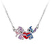 `Disney - Brass Slv Plt 18 Stitch And Angel Enamel Heart Necklace```