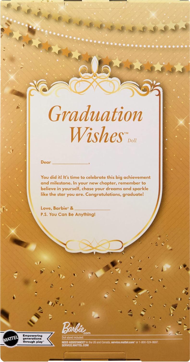 Barbie Signature Graduation Wishes Fashion Doll with Burgundy Robe & Tassel Cap, Collectible Toy in Giftable Packaging, JJX81