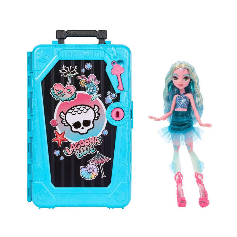 Monster High Skulltimate Secrets Lagoona Blue Doll and Accessories Set, Destination: Gore-geous Oasis with Suitcase and 19+ Surprises like Clothes, JDR51