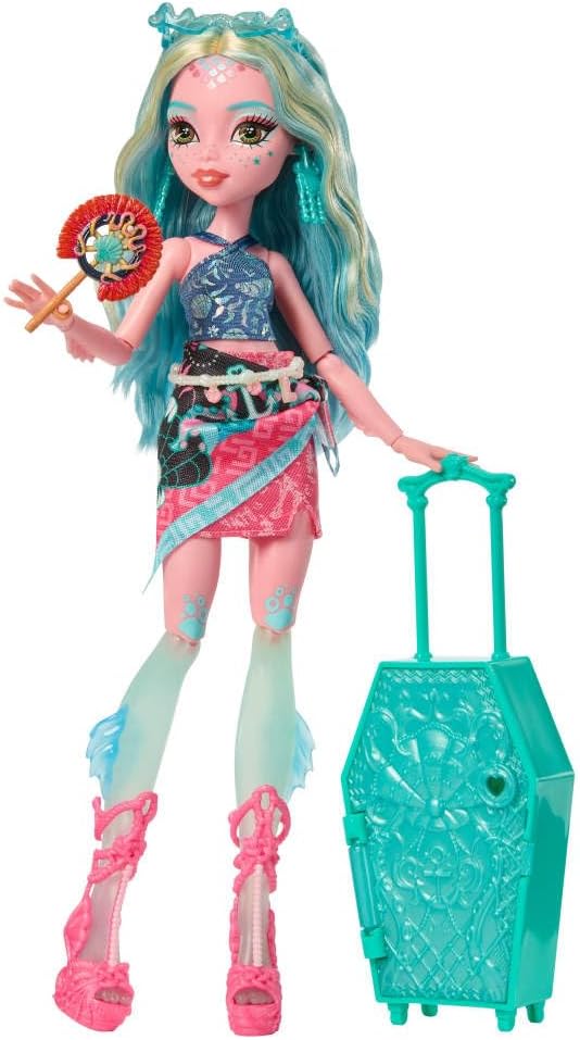 Monster High Skulltimate Secrets Lagoona Blue Doll and Accessories Set, Destination: Gore-geous Oasis with Suitcase and 19+ Surprises like Clothes, JDR51