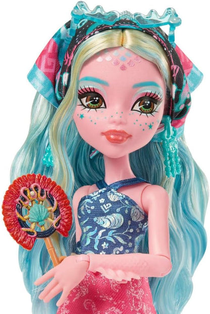 Monster High Skulltimate Secrets Lagoona Blue Doll and Accessories Set, Destination: Gore-geous Oasis with Suitcase and 19+ Surprises like Clothes, JDR51