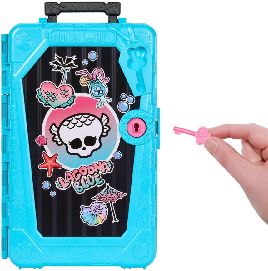 Monster High Skulltimate Secrets Lagoona Blue Doll and Accessories Set, Destination: Gore-geous Oasis with Suitcase and 19+ Surprises like Clothes, JDR51