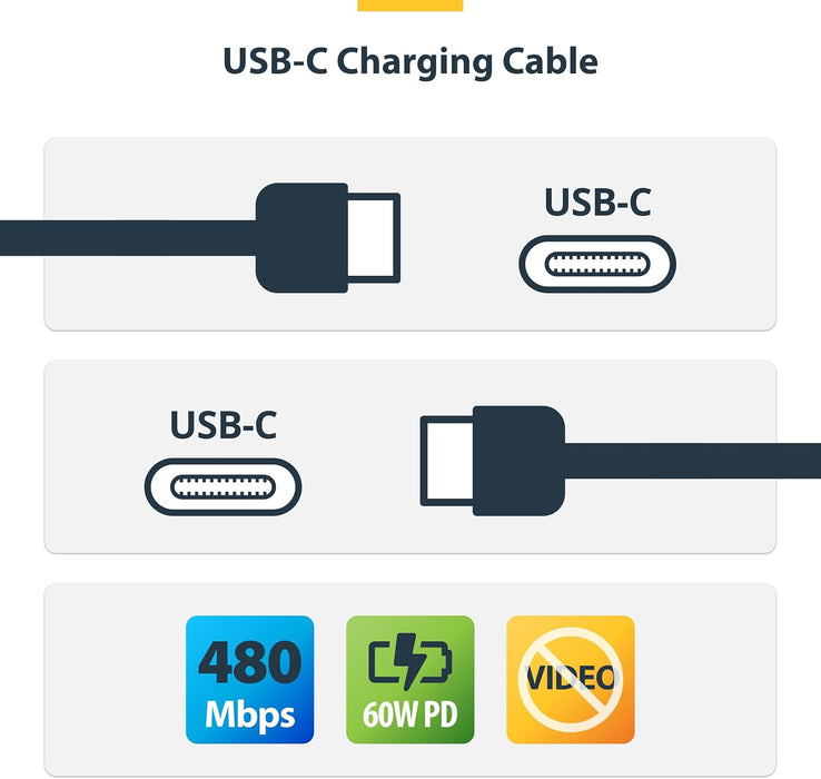 StarTech.com 15cm (6in) USB-C Charging Cable, 60W (3A) PD, Dual-Layer Braided Nylon/TPE Jacket, Rugged USB C Laptop Charger Cord