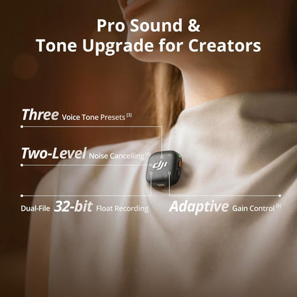 DJI Mic 3 (1 TX + 1 RX), Wireless Lavalier Mic for iPhone/Camera/Android, Ultralight, Extended Operating Time & Fast Charging, 400m Transmission, Noise Cancelling, Vlog, Streaming