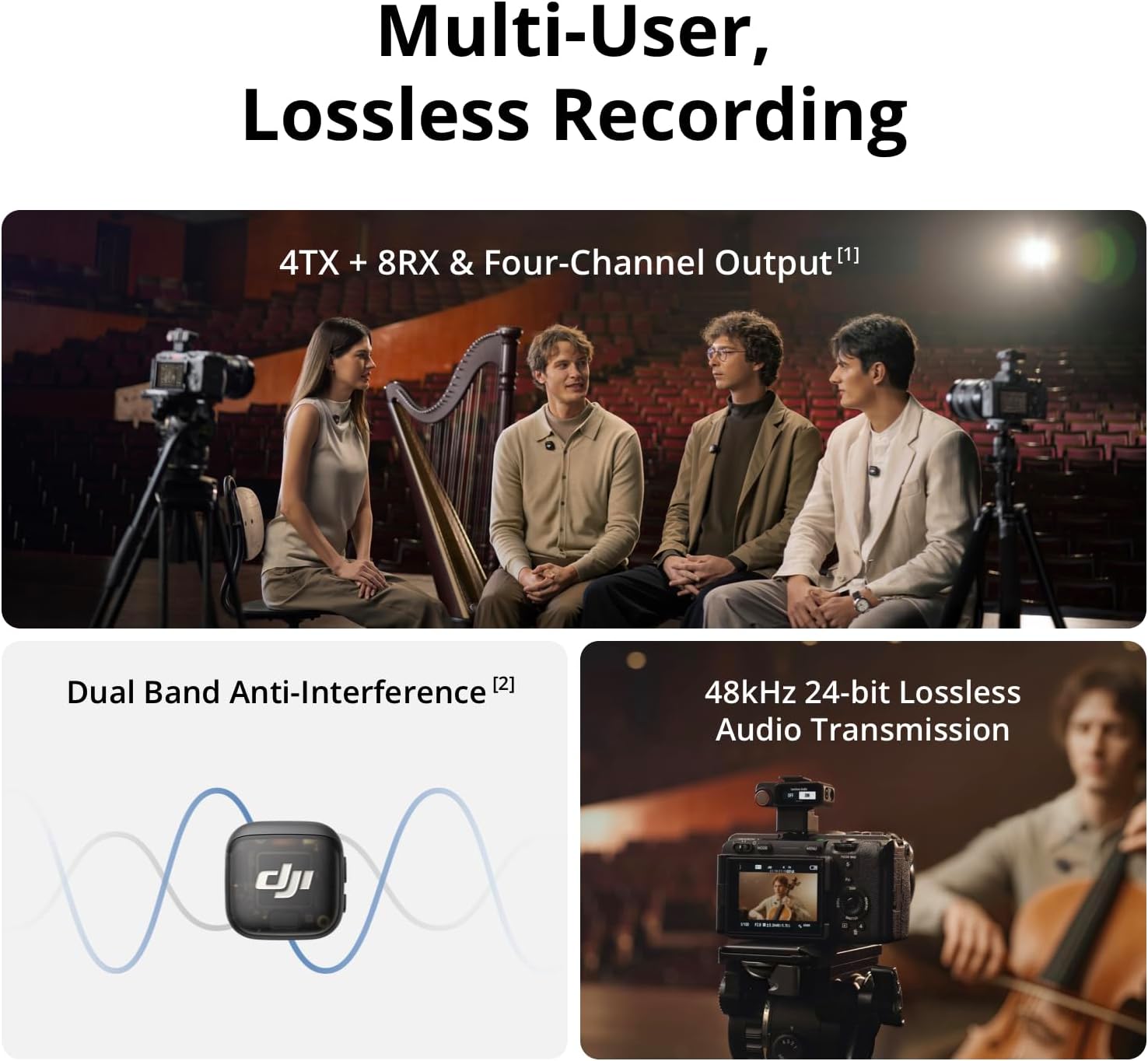 DJI Mic 3 (1 TX + 1 RX), Wireless Lavalier Mic for iPhone/Camera/Android, Ultralight, Extended Operating Time & Fast Charging, 400m Transmission, Noise Cancelling, Vlog, Streaming