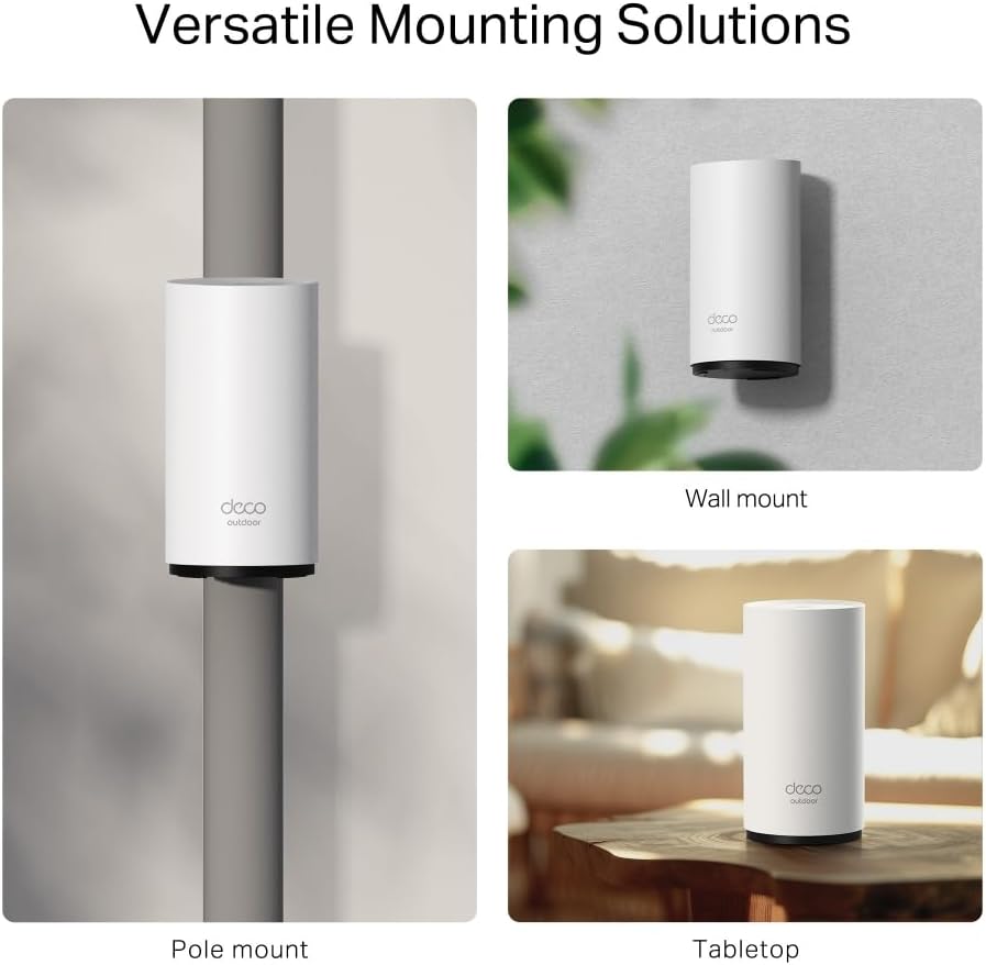 TP-Link Wi-Fi 7 Deco BE25-Outdoor Mesh WiFi BE3600Mbps, External Access Point, Dual-Band, 2 Ports 2.5Gbps, IP65, 4 Internal Antennas, Dust/Water Resistance, Pole/Wall, Alim. PoE/AC, Alexa, 1 Piece