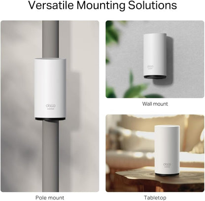 TP-Link Wi-Fi 7 Deco BE25-Outdoor Mesh WiFi BE3600Mbps, External Access Point, Dual-Band, 2 Ports 2.5Gbps, IP65, 4 Internal Antennas, Dust/Water Resistance, Pole/Wall, Alim. PoE/AC, Alexa, 1 Piece