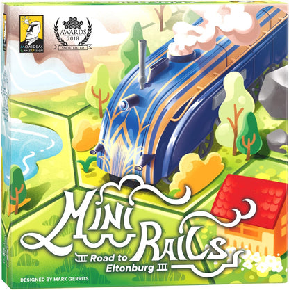 Mini Rails: Road to Eltonburg — by Moaideas Game Design | Family Cube Rail Experience | Double-Sided Modular Hex Board | 72 Train + 10 Animal Meeples | Solo Bot Cards | 1-5 Players | 20-40 Minutes