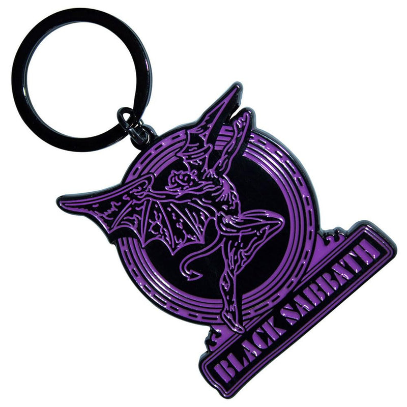 Black Sabbath - Black Sabbath Keychain: Purple Text Logo & Daemon
