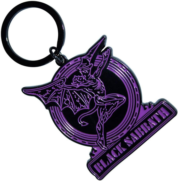 Black Sabbath - Black Sabbath Keychain: Purple Text Logo & Daemon