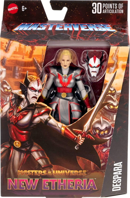 Masters of the Universe Masterverse Action Figure New Etheria Despara, 7 Inch MOTU Toy, 30 Posable Joints, 2 Swords, Armor, Adora Head & Evil Mask, JHJ83