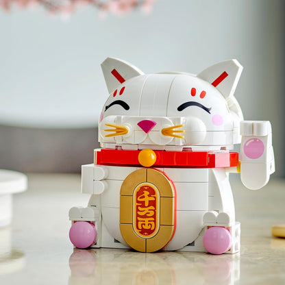 LEGO Lucky Cat - Building Set for Kids & Adults - Display Model Kit incl. an Animal Figure with a Waving Paw plus Gold Coin & Wish Decorations - Spring Festival Gift Idea - 40813