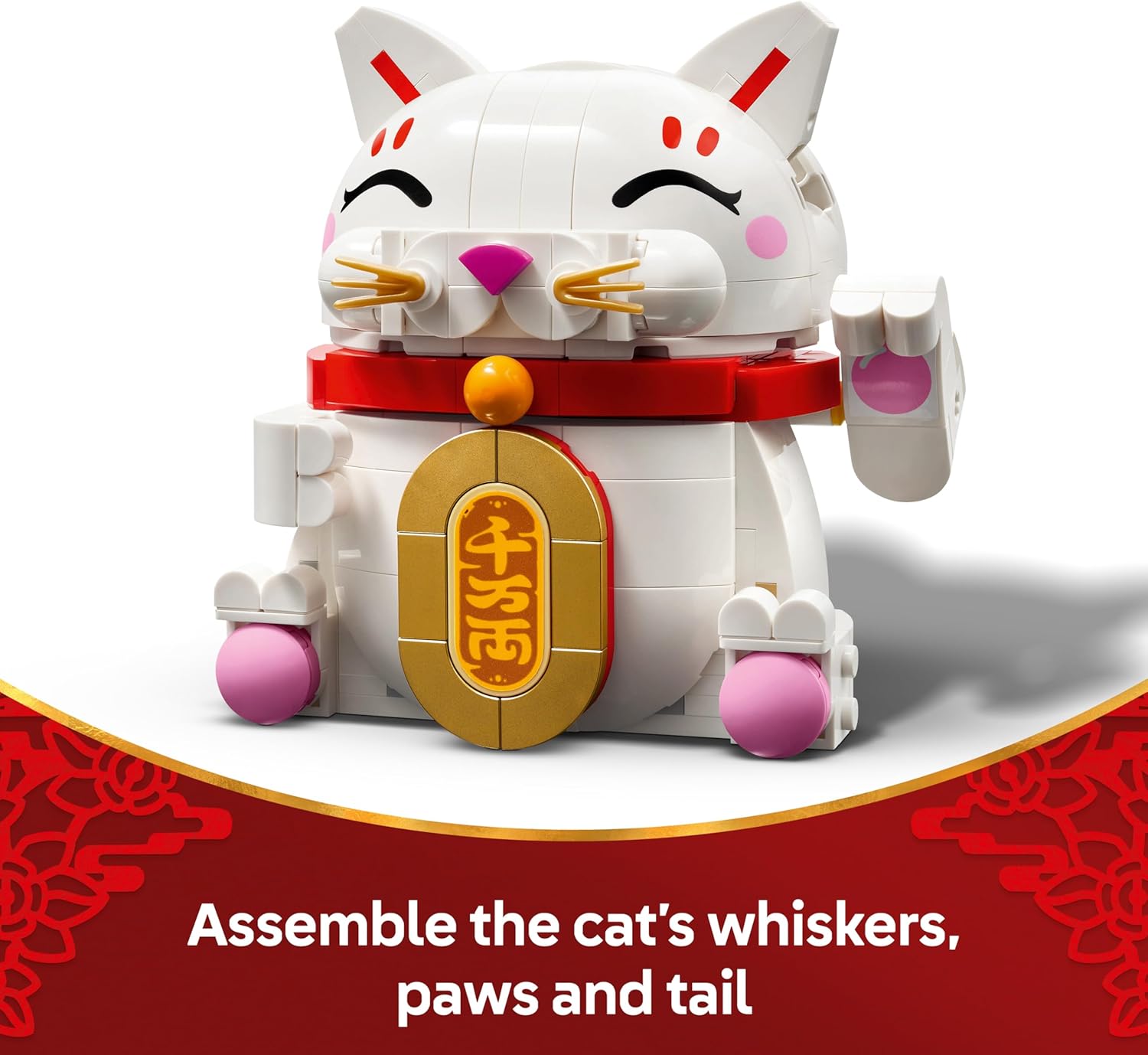 LEGO Lucky Cat - Building Set for Kids & Adults - Display Model Kit incl. an Animal Figure with a Waving Paw plus Gold Coin & Wish Decorations - Spring Festival Gift Idea - 40813
