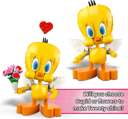 LEGO Sweetheart Tweety Bird Toy - Play & Display Looney Tunes Model with Accessories incl. a Flower Bouquet, Heart, Cupid's Bow & a Cloud Stand - Gift for 12+ Year Old Girls & Teens - 40824