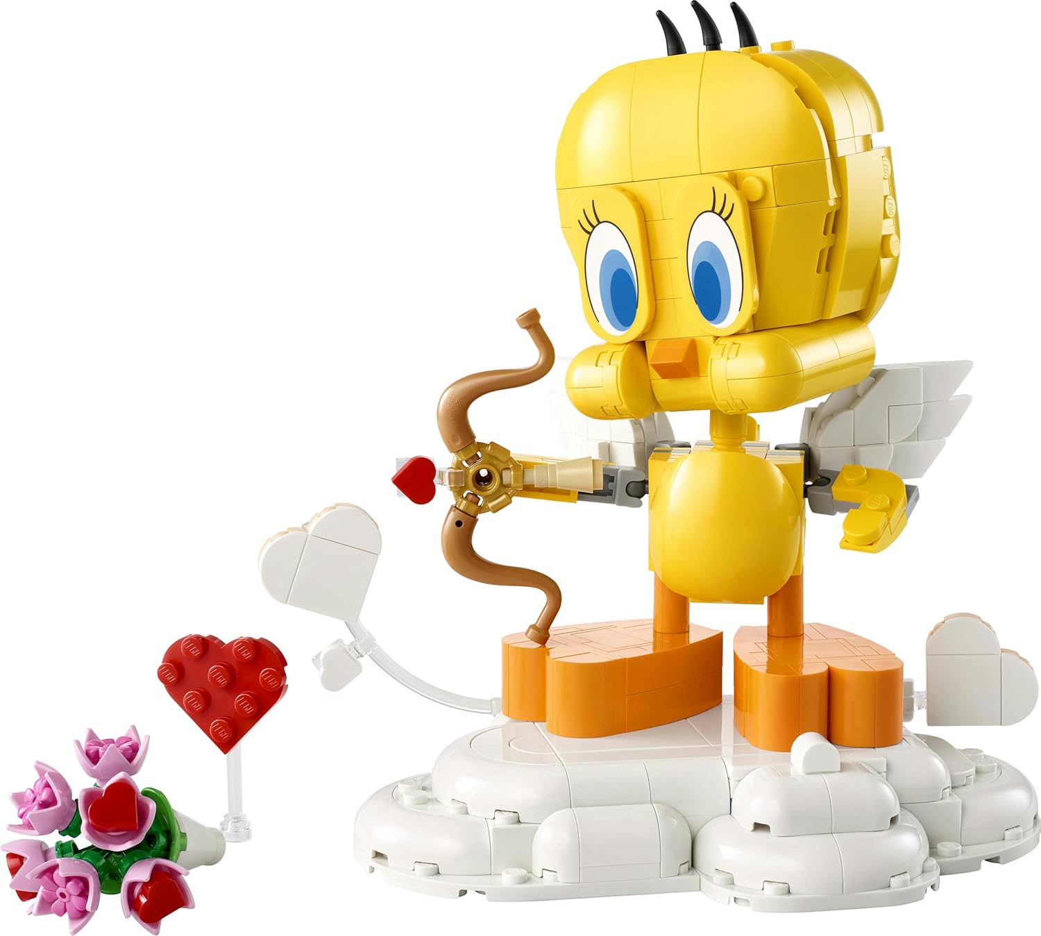 LEGO Sweetheart Tweety Bird Toy - Play & Display Looney Tunes Model with Accessories incl. a Flower Bouquet, Heart, Cupid's Bow & a Cloud Stand - Gift for 12+ Year Old Girls & Teens - 40824