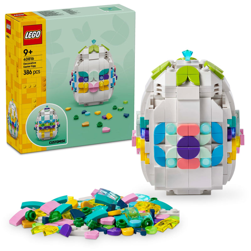 LEGO Decorative Easter Egg - Toy Ornament w/Colourful Decoration Pieces incl. Gold Hearts & Gemstone - Arts and Crafts Gift for 9+ Year Old Girls & Boys - 40816