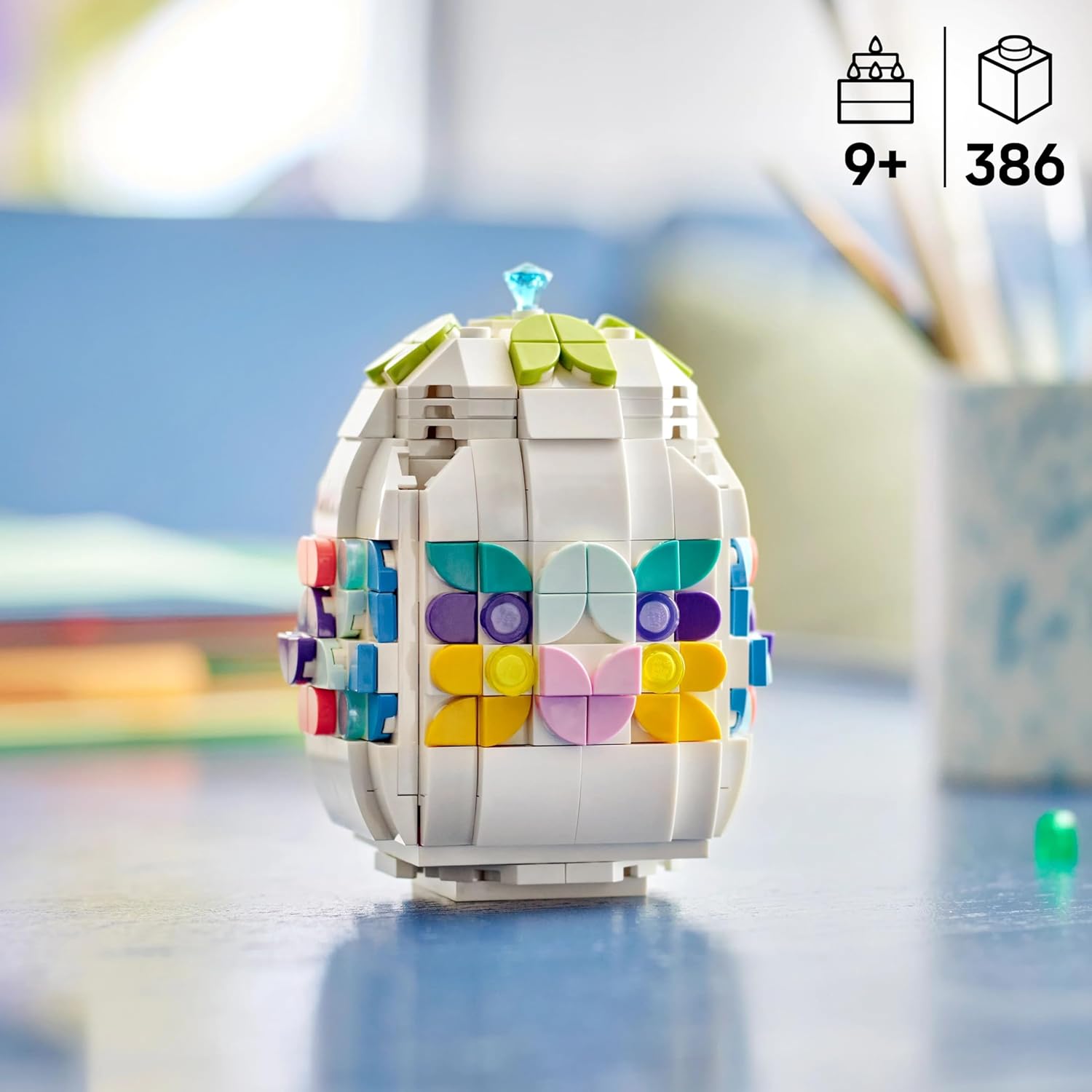 LEGO Decorative Easter Egg - Toy Ornament w/Colourful Decoration Pieces incl. Gold Hearts & Gemstone - Arts and Crafts Gift for 9+ Year Old Girls & Boys - 40816