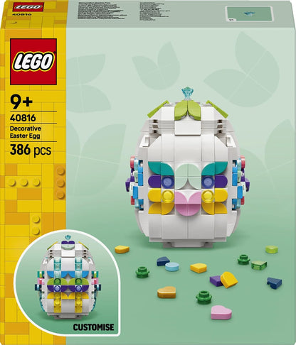 LEGO Decorative Easter Egg - Toy Ornament w/Colourful Decoration Pieces incl. Gold Hearts & Gemstone - Arts and Crafts Gift for 9+ Year Old Girls & Boys - 40816