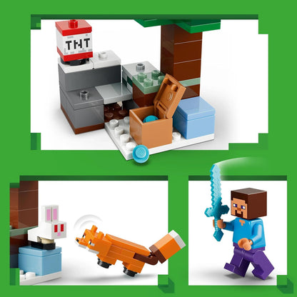 LEGO Minecraft Steve's Taiga Adventure Toy - incl. a Steve Minifigure with a Diamond Sword, Creeper, Fox, Baby Bunny Figures - Gaming Gift for 6+ Year Old Boys & Girls - 21583