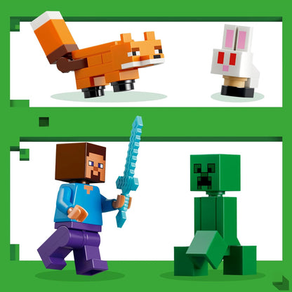 LEGO Minecraft Steve's Taiga Adventure Toy - incl. a Steve Minifigure with a Diamond Sword, Creeper, Fox, Baby Bunny Figures - Gaming Gift for 6+ Year Old Boys & Girls - 21583