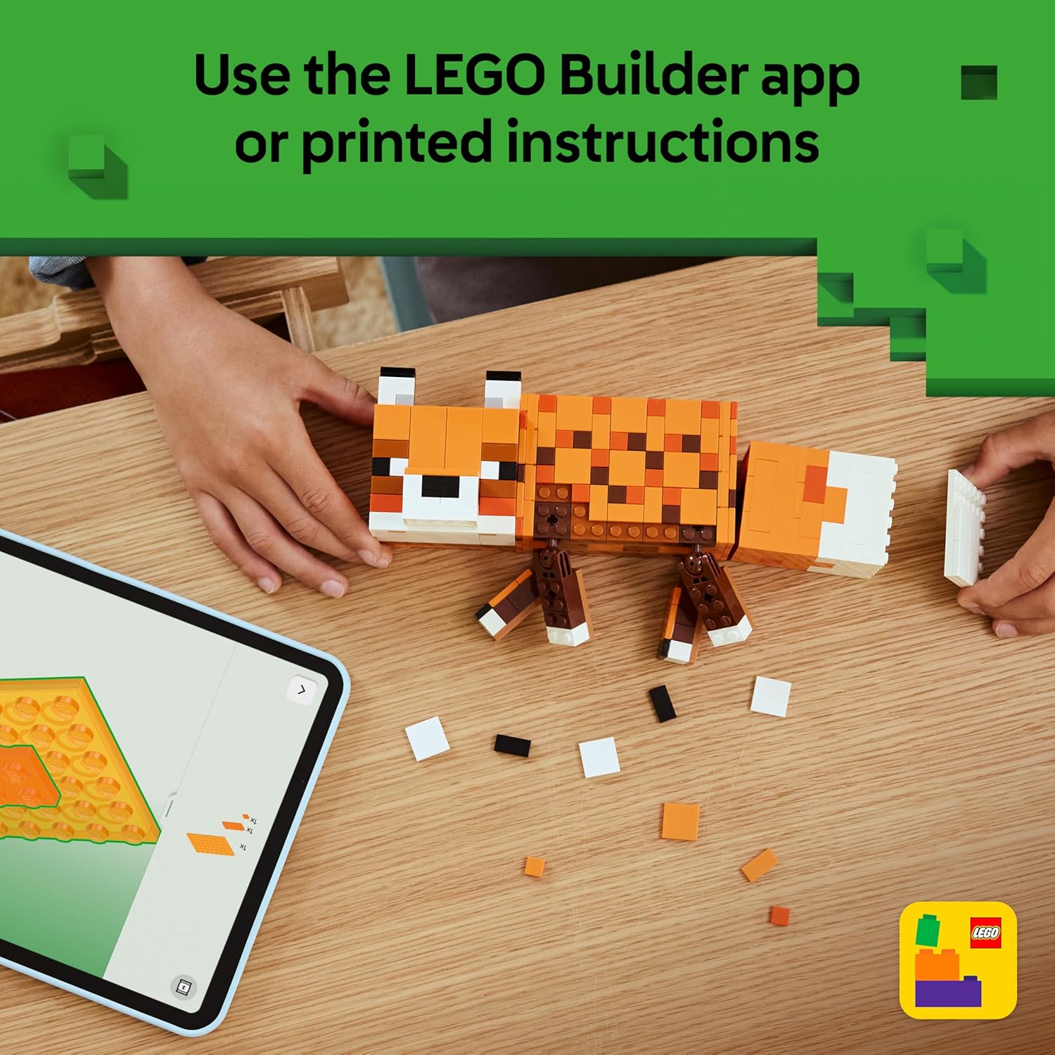 LEGO Minecraft The Fox Toy - 3D Puzzle Animal Figure with Accessories - DIY Gaming Room or Bedroom Decor - Birthday Gift Idea for 10+ Year Old Boys, Girls & Fans - 21588