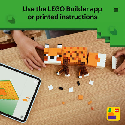 LEGO Minecraft The Fox Toy - 3D Puzzle Animal Figure with Accessories - DIY Gaming Room or Bedroom Decor - Birthday Gift Idea for 10+ Year Old Boys, Girls & Fans - 21588