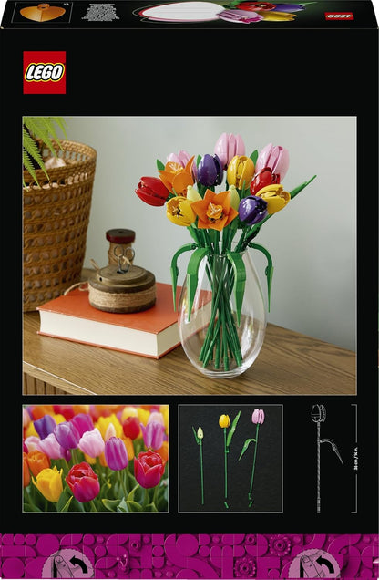 LEGO Botanicals Boeket Met tulpen – Kunstbloemen Bouwpakket voor Volwassenen – Met 14 Tulpen In 5 Kleuren – Tafeldecoratie en Woondecoratie – DIY Cadeau voor Vrouwen – 11501