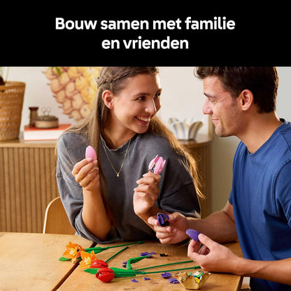 LEGO Botanicals Boeket Met tulpen – Kunstbloemen Bouwpakket voor Volwassenen – Met 14 Tulpen In 5 Kleuren – Tafeldecoratie en Woondecoratie – DIY Cadeau voor Vrouwen – 11501
