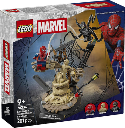 LEGO | Marvel Epic Battle: Spider-Man vs. Sandman - Superhero Toy w/ 3 Minifigures incl. Venom, and a Construction Site - Gift for 9+ Year Old Boys & Movie Fans - 76334